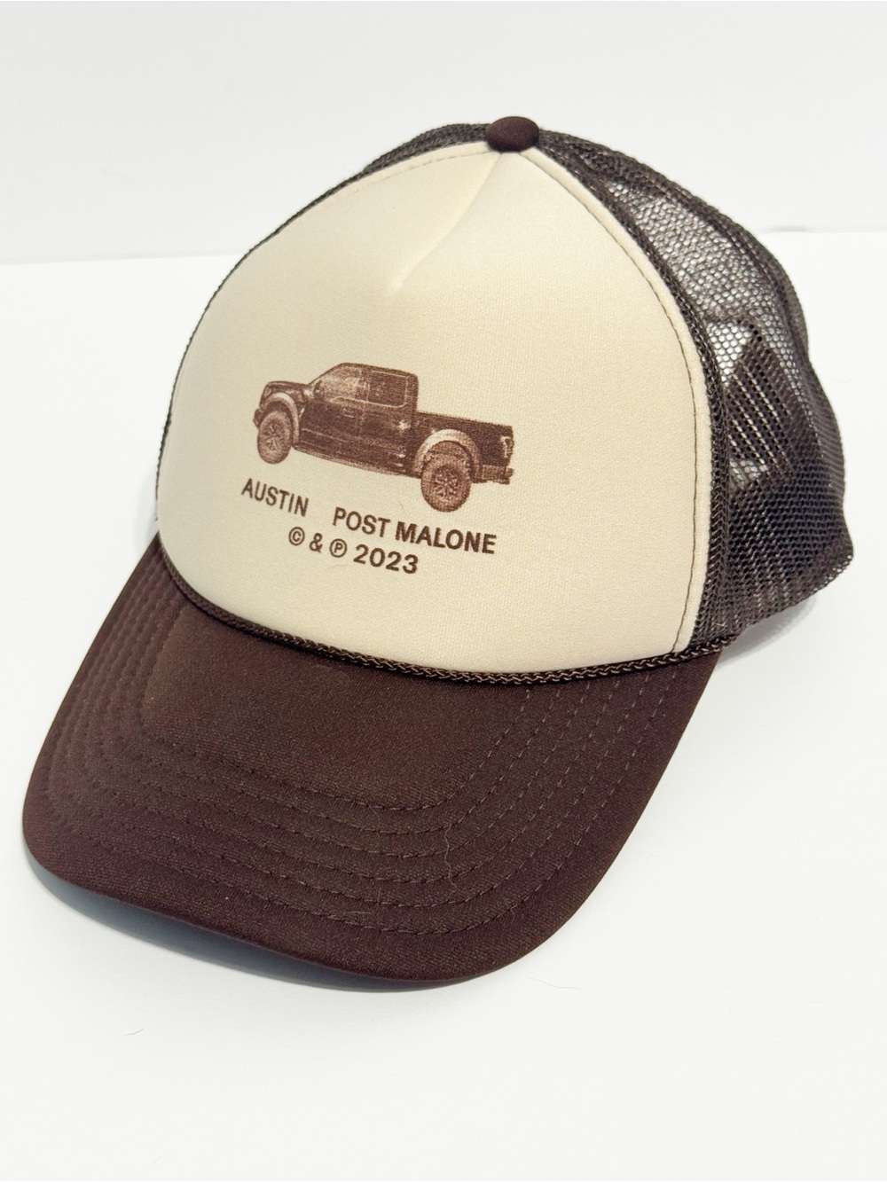 OTTO Post Malone Austin Trucker Hat - Cream & Brown like new